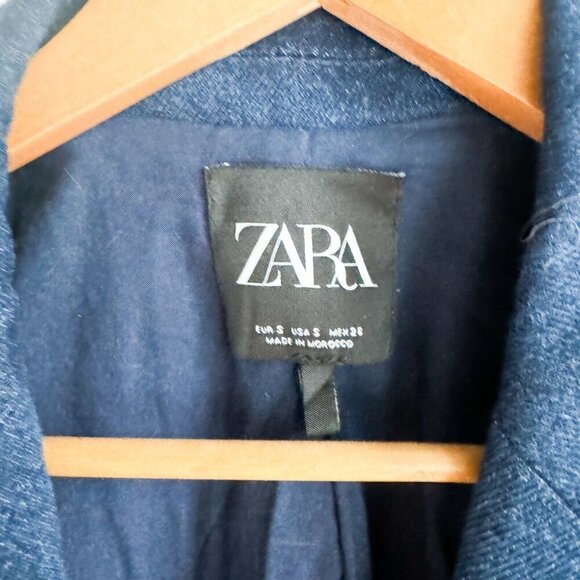 Zara Blue Denim Boxy Oversized Menswear Style Blazer S - Picture 3 of 7